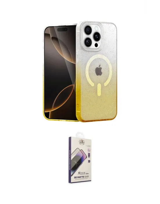 ieg™ iPhone 15 Pro Kılıf Eksen Minimal Özel Seri - Siyah Bilvis 3D Mat Cam Ekran Koruyucu
