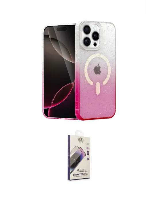 ieg™ iPhone 15 Pro Kılıf Eksen Minimal Özel Seri - Siyah Bilvis 3D Mat Cam Ekran Koruyucu