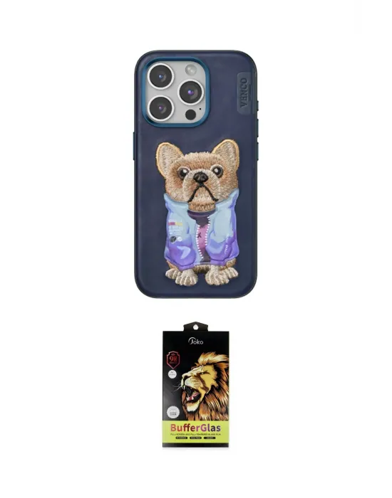ieg™ iPhone 15 Pro Kılıf İz Minimal Koleksiyonu - Siyah Buffer Cam Ekran Koruyucu