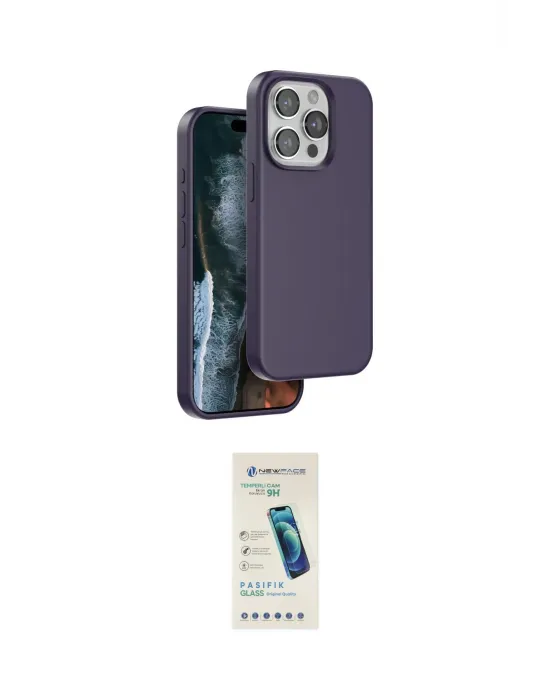 ieg™ iPhone 15 Pro Kılıf Kıvılcım Çizgi Serisi - Şeffaf Pasifik Cam Ekran Koruyucu