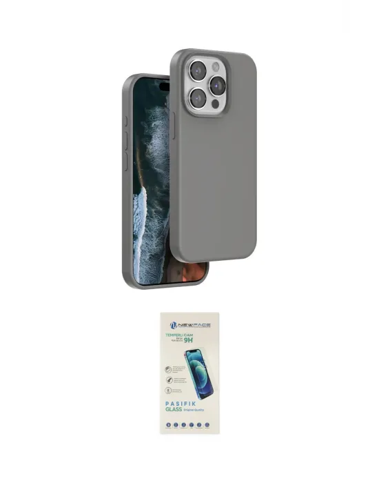 ieg™ iPhone 15 Pro Kılıf Kıvılcım Çizgi Serisi - Şeffaf Pasifik Cam Ekran Koruyucu