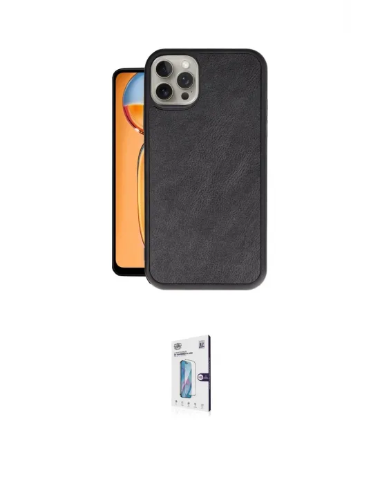 ieg™ iPhone 15 Pro Kılıf Kıvılcım Işık Serisi - Siyah Bilvis 0.18mm Plus Cam Ekran Koruyucu