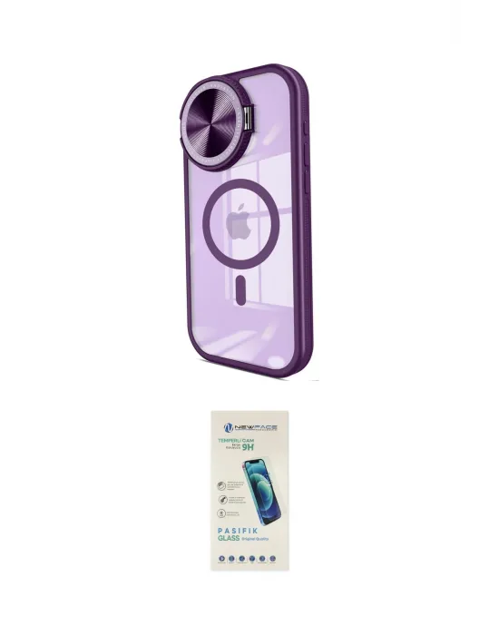 ieg™ iPhone 15 Pro Kılıf Kıvılcım Modern Koleksiyonu - Şeffaf Pasifik Cam Ekran Koruyucu