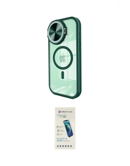 ieg™ iPhone 15 Pro Kılıf Kıvılcım Modern Koleksiyonu - Şeffaf Pasifik Cam Ekran Koruyucu