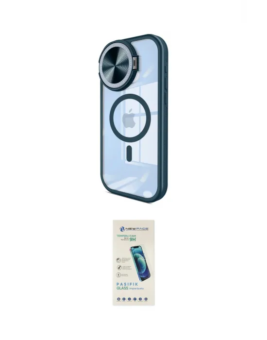 ieg™ iPhone 15 Pro Kılıf Kıvılcım Modern Koleksiyonu - Şeffaf Pasifik Cam Ekran Koruyucu