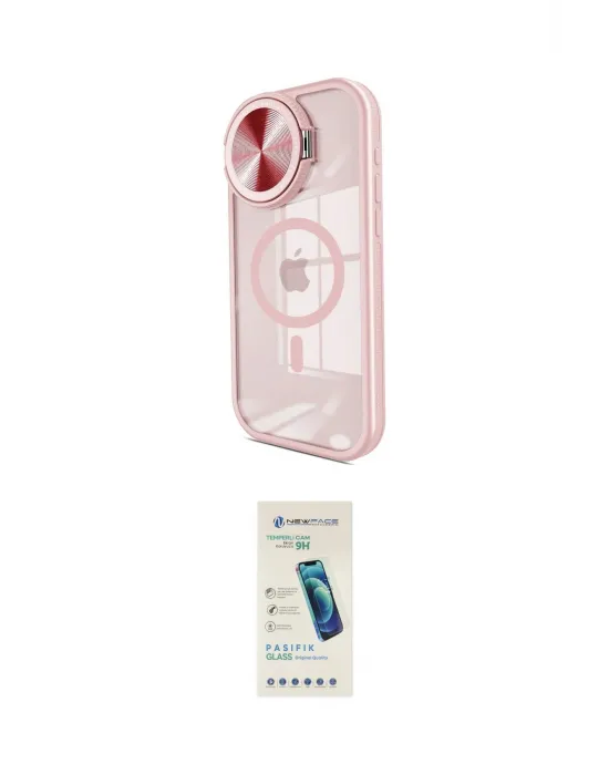 ieg™ iPhone 15 Pro Kılıf Kıvılcım Modern Koleksiyonu - Şeffaf Pasifik Cam Ekran Koruyucu