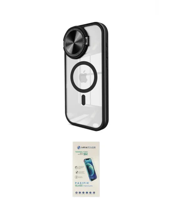 ieg™ iPhone 15 Pro Kılıf Kıvılcım Modern Koleksiyonu - Şeffaf Pasifik Cam Ekran Koruyucu
