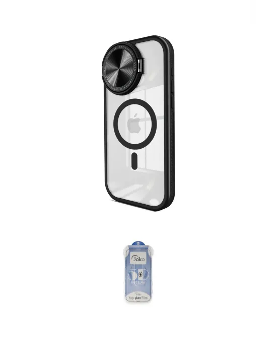 ieg™ iPhone 15 Pro Kılıf Kıvılcım Modern Koleksiyonu - Siyah Joko Magic 5D Cam