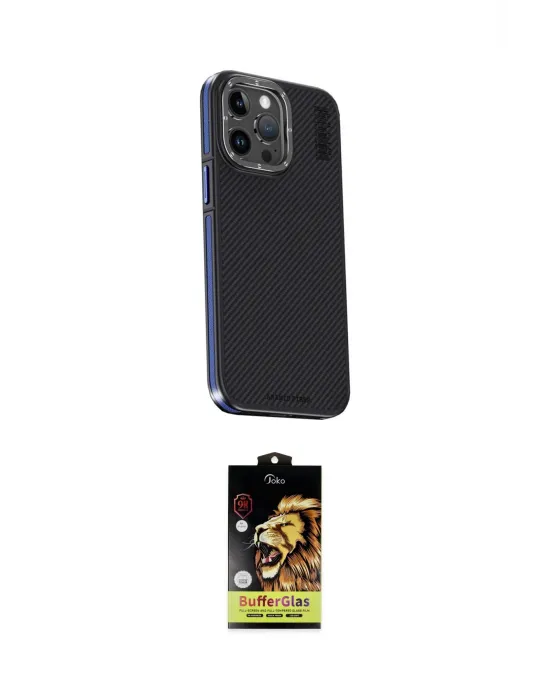 ieg™ iPhone 15 Pro Kılıf Kıvılcım Modern Özel Seri - Siyah Buffer Cam Ekran Koruyucu