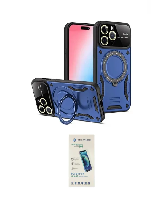 ieg™ iPhone 15 Pro Kılıf Kıvılcım Modern Serisi - Şeffaf Pasifik Cam Ekran Koruyucu