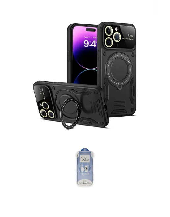 ieg™ iPhone 15 Pro Kılıf Kıvılcım Modern Serisi - Siyah Joko Magic 5D Cam