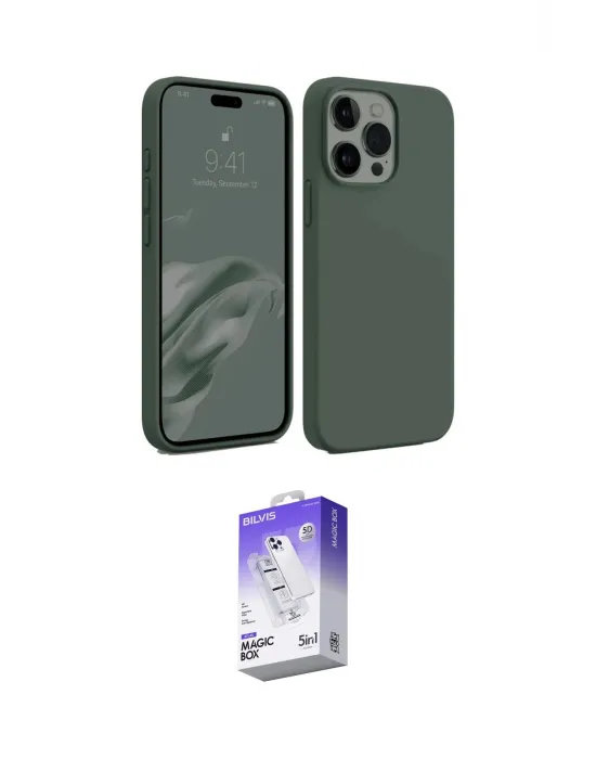 ieg™ iPhone 15 Pro Kılıf Kozmos Yansıma Özel Seri - Siyah Bilvis 5in1 3D Magic Cam Ekran Koruyucu