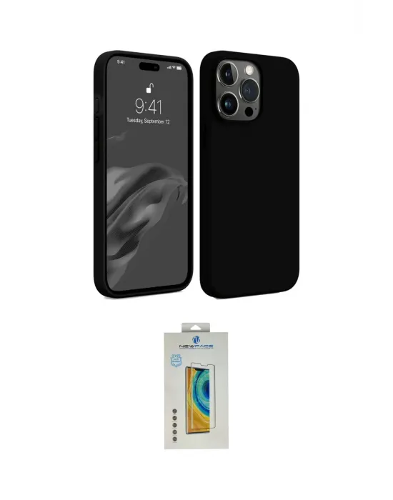 ieg™ iPhone 15 Pro Kılıf Kozmos Yansıma Özel Seri - Siyah Polymer Nano Ekran Koruyucu