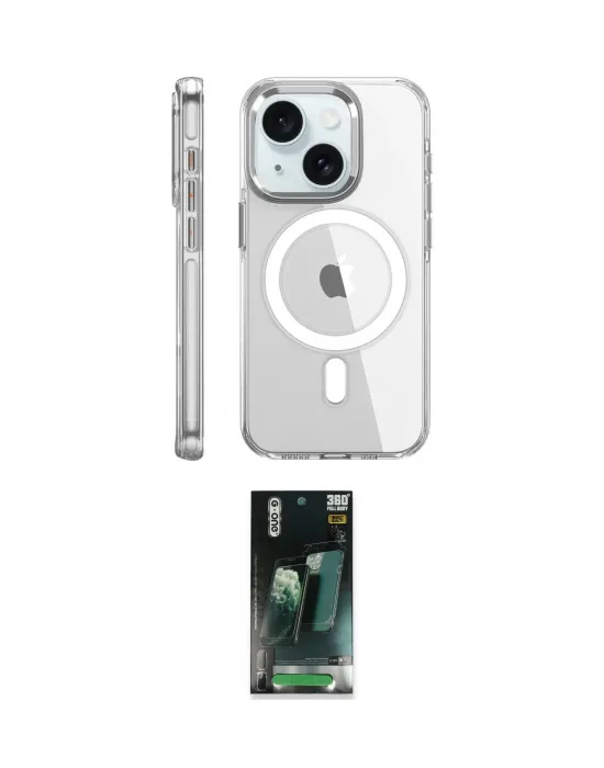 ieg™ iPhone 15 Pro Kılıf Nova Doku - Siyah 360 Mat Full Body Arka Koruyucu