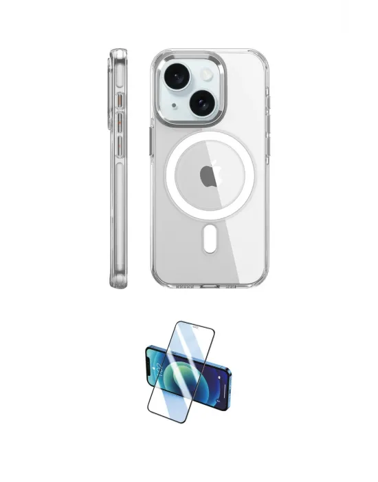 ieg™ iPhone 15 Pro Kılıf Nova Doku - Siyah 3D Antistatik Cam Ekran Koruyucu