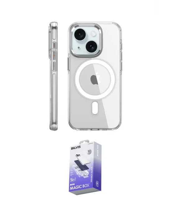 ieg™ iPhone 15 Pro Kılıf Nova Doku - Siyah Bilvis 5in1 5D Magic Hayalet Cam Ekran Koruyucu