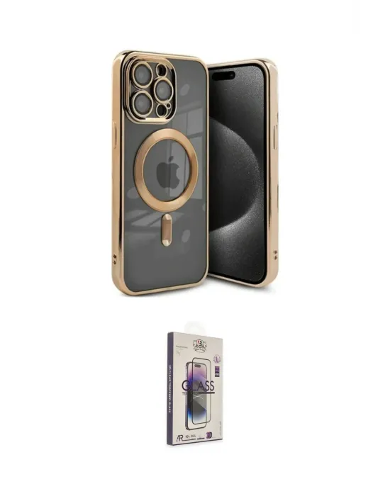 ieg™ iPhone 15 Pro Kılıf Nova Işık Özel Seri - Siyah Bilvis 3D Cam Ekran Koruyucu