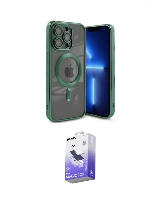 ieg™ iPhone 15 Pro Kılıf Nova Işık Özel Seri - Siyah Bilvis 5in1 5D Magic Hayalet Cam Ekran Koruyucu