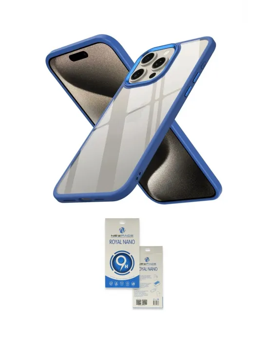ieg™ iPhone 15 Pro Kılıf Nova Işık Serisi - Şeffaf Royal Nano Ekran Koruyucu