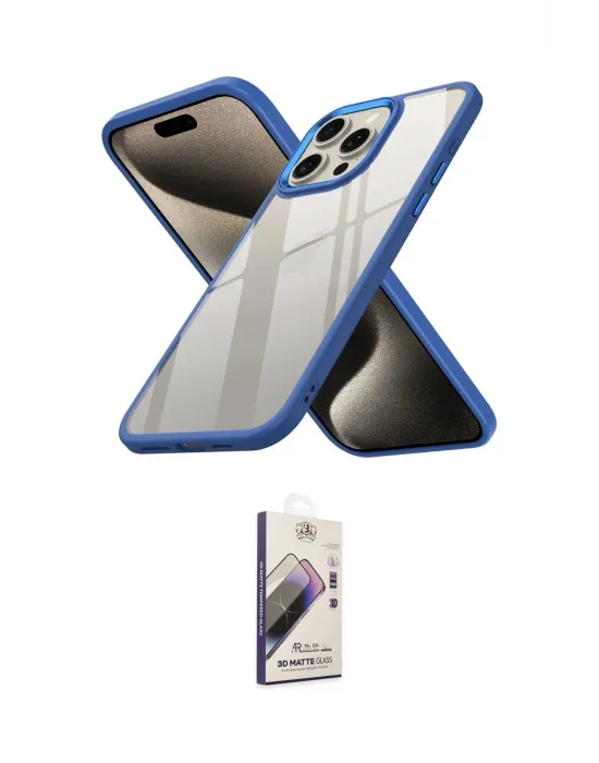 ieg™ iPhone 15 Pro Kılıf Nova Işık Serisi - Siyah Bilvis 3D Mat Cam Ekran Koruyucu