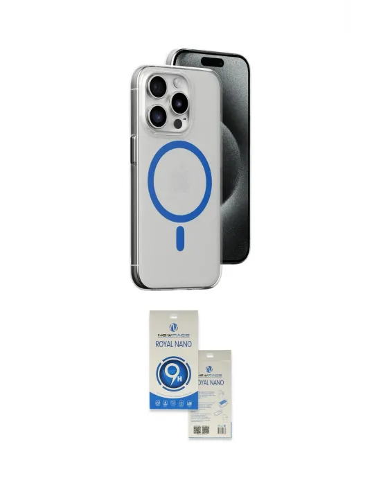 ieg™ iPhone 15 Pro Kılıf Odak Form Özel Seri - Şeffaf Royal Nano Ekran Koruyucu