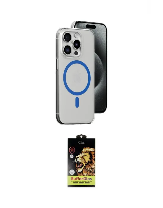 ieg™ iPhone 15 Pro Kılıf Odak Form Özel Seri - Siyah Buffer Cam Ekran Koruyucu
