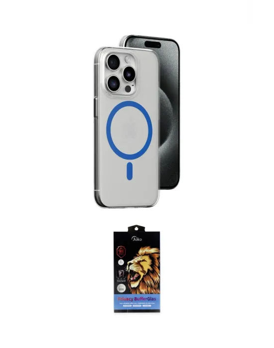ieg™ iPhone 15 Pro Kılıf Odak Form Özel Seri - Siyah Buffer Hayalet Cam Ekran Koruyucu