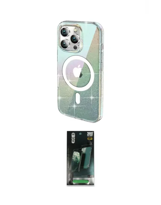 ieg™ iPhone 15 Pro Kılıf Odak Modern Serisi - Şeffaf 360 Full Body Arka Koruyucu