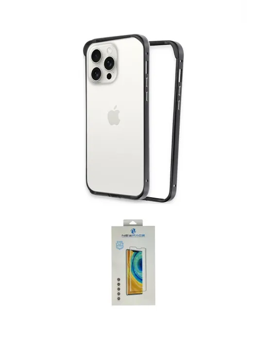 ieg™ iPhone 15 Pro Kılıf Pusula Asil Koleksiyonu - Siyah Polymer Nano Ekran Koruyucu