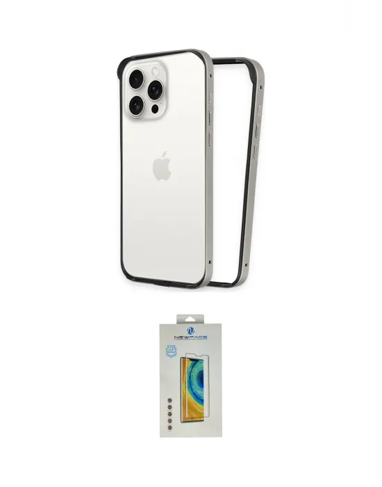 ieg™ iPhone 15 Pro Kılıf Pusula Asil Koleksiyonu - Siyah Polymer Nano Ekran Koruyucu