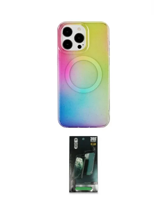 ieg™ iPhone 15 Pro Kılıf Pusula Form - Şeffaf 360 Full Body Arka Koruyucu