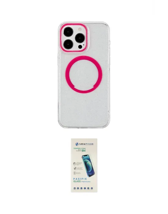 ieg™ iPhone 15 Pro Kılıf Pusula Form - Şeffaf Pasifik Cam Ekran Koruyucu