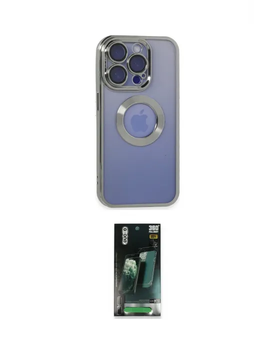 ieg™ iPhone 15 Pro Kılıf Pusula Form - Siyah 360 Mat Full Body Arka Koruyucu