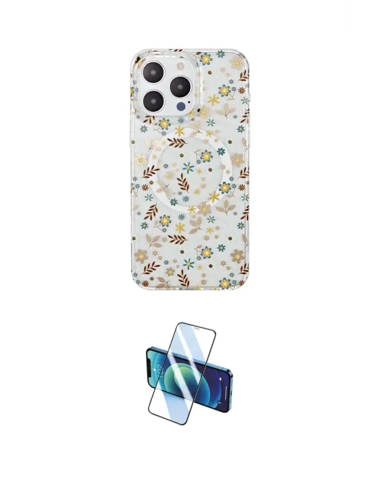 ieg™ iPhone 15 Pro Kılıf Pusula Form - Siyah 3D Antistatik Cam Ekran Koruyucu