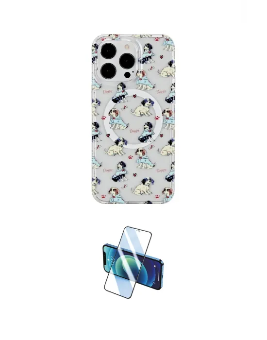ieg™ iPhone 15 Pro Kılıf Pusula Form - Siyah 3D Antistatik Cam Ekran Koruyucu