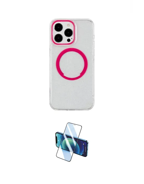 ieg™ iPhone 15 Pro Kılıf Pusula Form - Siyah 3D Antistatik Cam Ekran Koruyucu