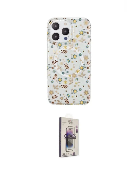 ieg™ iPhone 15 Pro Kılıf Pusula Form - Siyah Bilvis 3D Cam Ekran Koruyucu