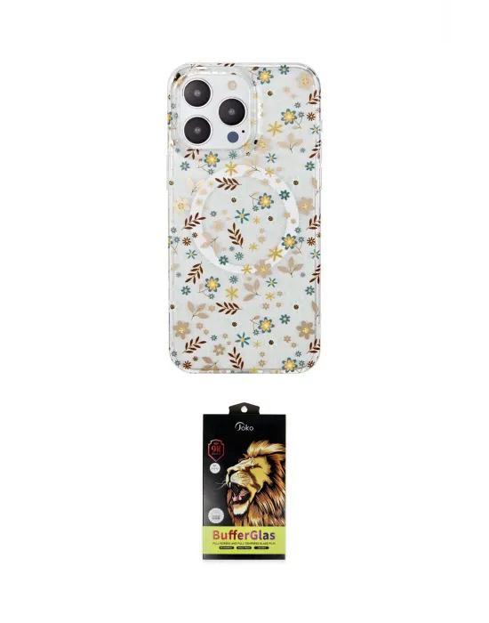 ieg™ iPhone 15 Pro Kılıf Pusula Form - Siyah Buffer Cam Ekran Koruyucu