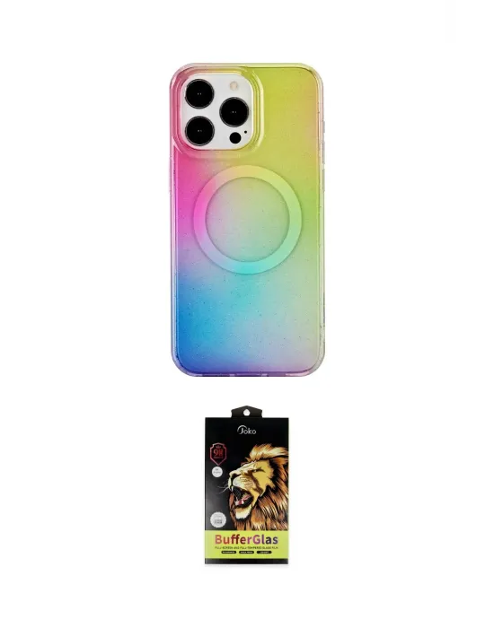 ieg™ iPhone 15 Pro Kılıf Pusula Form - Siyah Buffer Cam Ekran Koruyucu