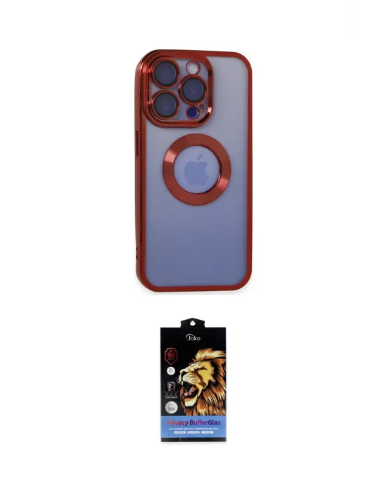 ieg™ iPhone 15 Pro Kılıf Pusula Form - Siyah Buffer Hayalet Cam Ekran Koruyucu
