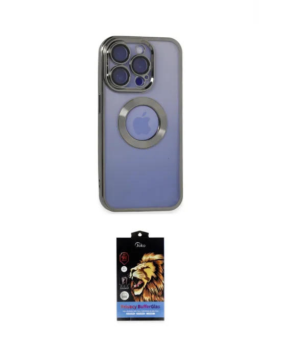 ieg™ iPhone 15 Pro Kılıf Pusula Form - Siyah Buffer Hayalet Cam Ekran Koruyucu