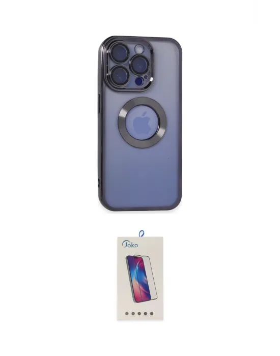 ieg™ iPhone 15 Pro Kılıf Pusula Form - Siyah Joko 5D Cam