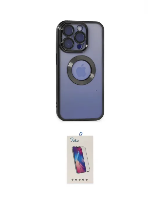 ieg™ iPhone 15 Pro Kılıf Pusula Form - Siyah Joko 5D Cam