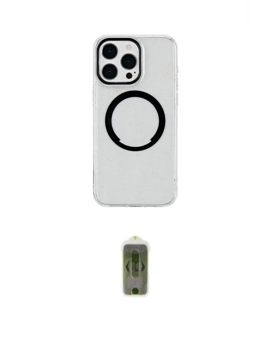 ieg™ iPhone 15 Pro Kılıf Pusula Form - Siyah Joko Magic 5D Hayalet Cam