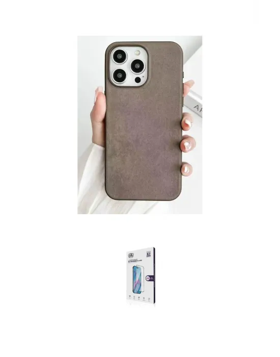 ieg™ iPhone 15 Pro Kılıf Pusula Modern - Siyah Bilvis 0.18mm Plus Cam Ekran Koruyucu