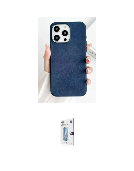 ieg™ iPhone 15 Pro Kılıf Pusula Modern - Siyah Bilvis 0.18mm Plus Cam Ekran Koruyucu