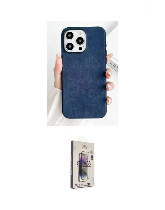 ieg™ iPhone 15 Pro Kılıf Pusula Modern - Siyah Bilvis 3D Cam Ekran Koruyucu