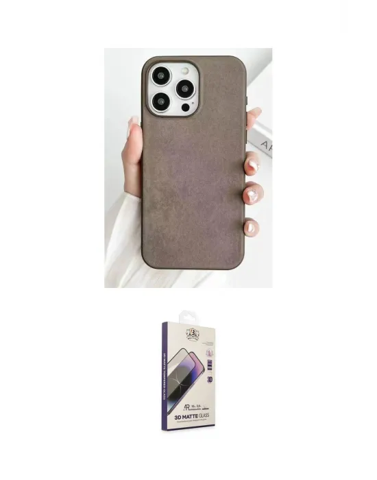 ieg™ iPhone 15 Pro Kılıf Pusula Modern - Siyah Bilvis 3D Mat Cam Ekran Koruyucu