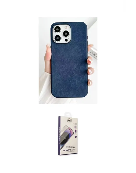 ieg™ iPhone 15 Pro Kılıf Pusula Modern - Siyah Bilvis 3D Mat Cam Ekran Koruyucu