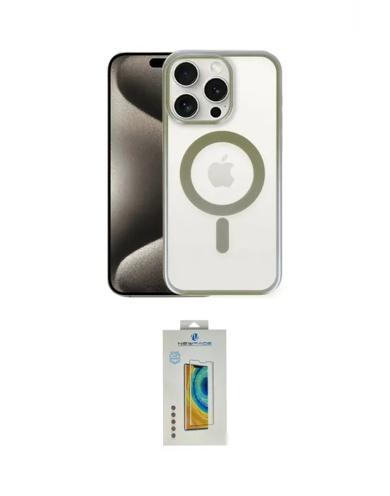 ieg™ iPhone 15 Pro Kılıf Siluet Çizgi Serisi - Siyah Polymer Nano Ekran Koruyucu